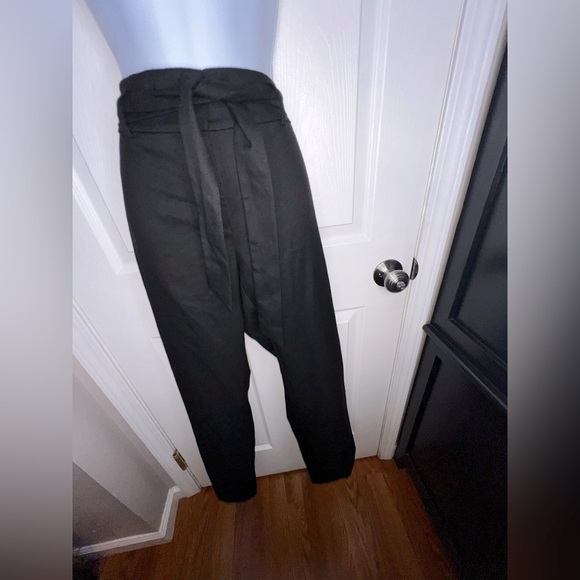 NWT Loft Women’s 6 Black Knit Straight Leg Mid Rise Trouser Dress Pants S Belt - Picture 5 of 12